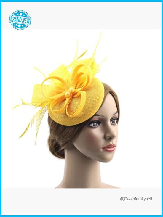 Women\'s Handmade Fascinator Hat with Feather Hair Clip Elegant Derby Pillbox main image 4